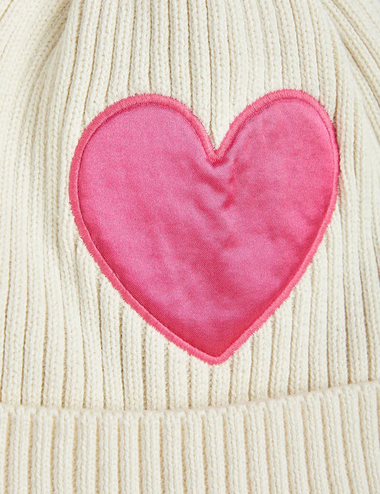 Hearts Knitted Pompom Hat