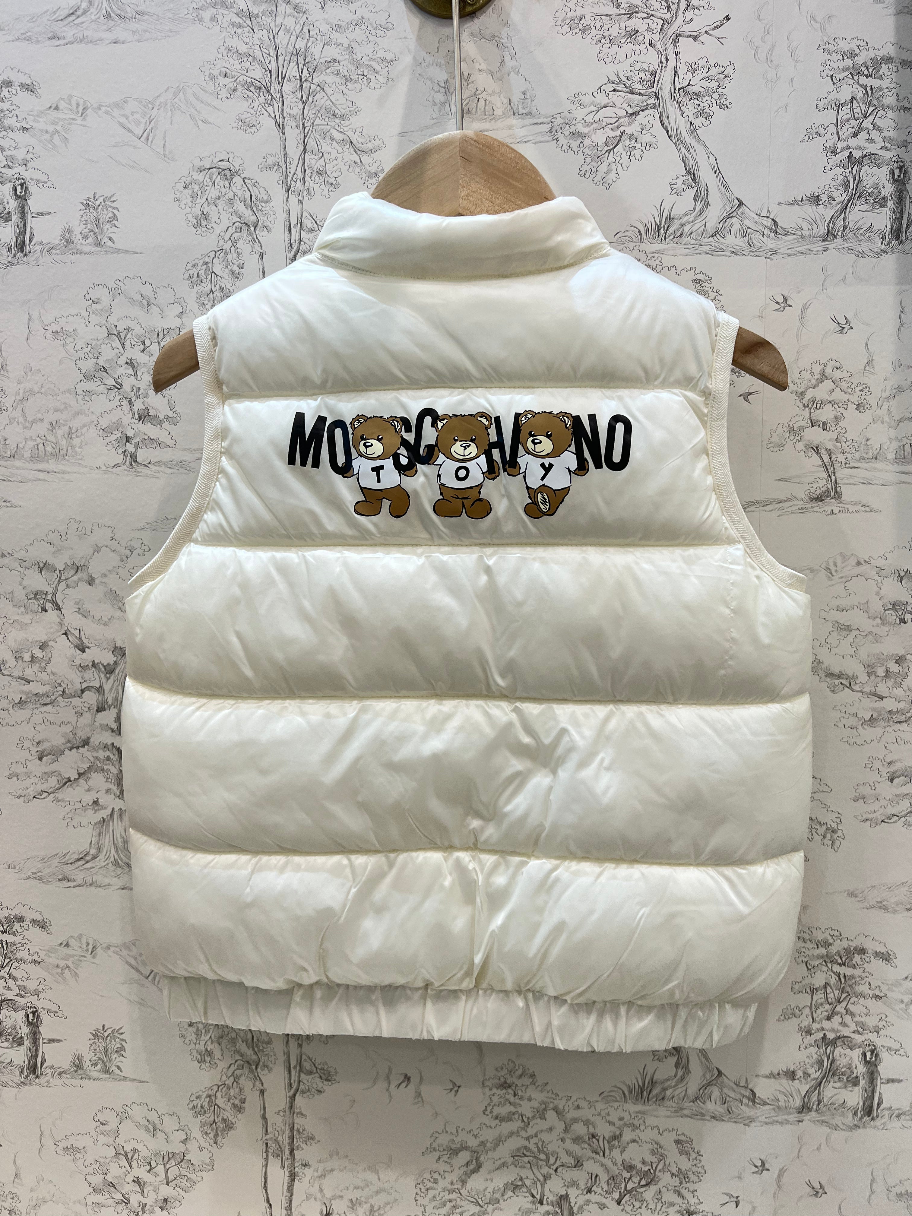 PADDED NYLON VEST WITH THREE BEARS BACK PRINT-CLOUD