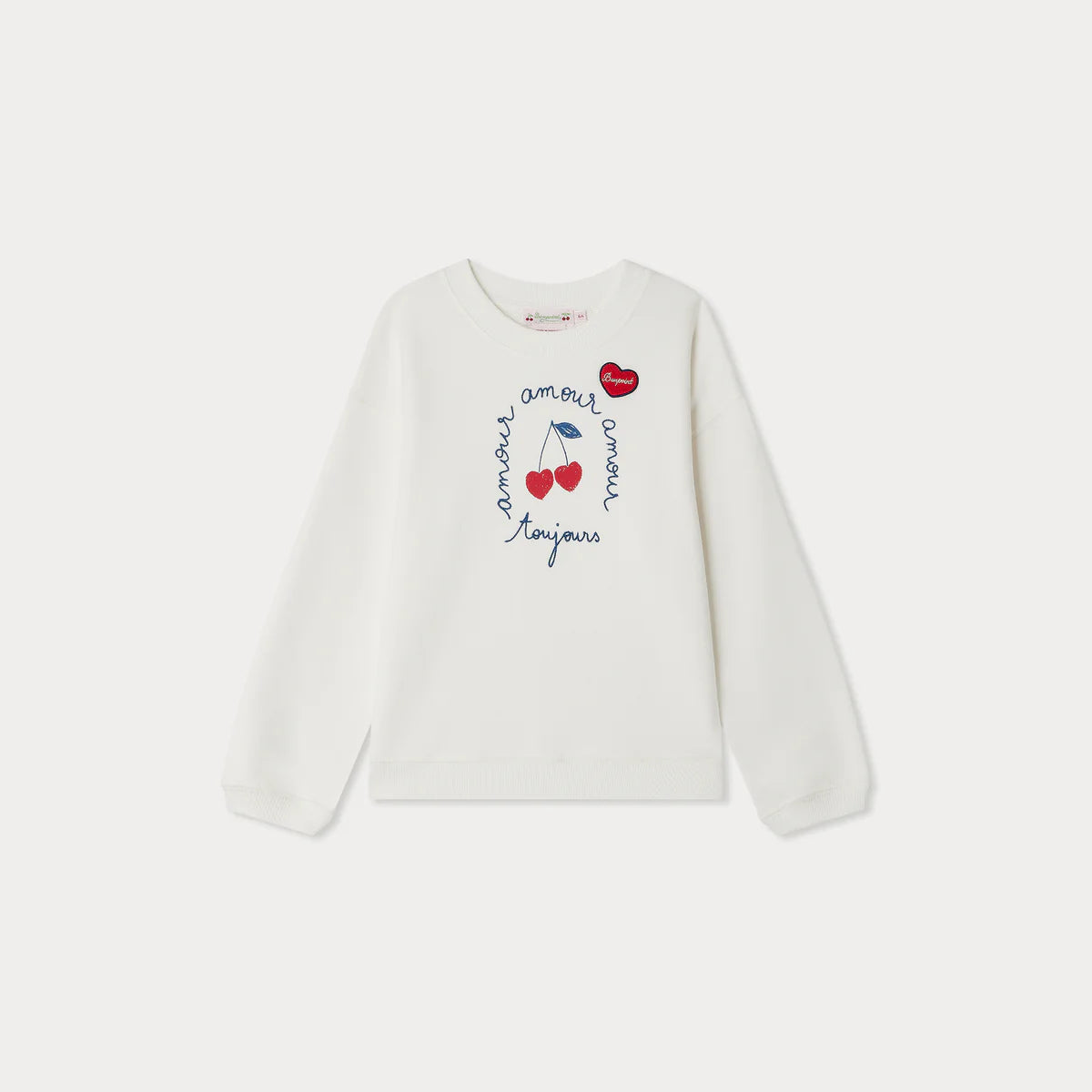 Bonpoint-Girls Ivory Cherry Sweatshirt