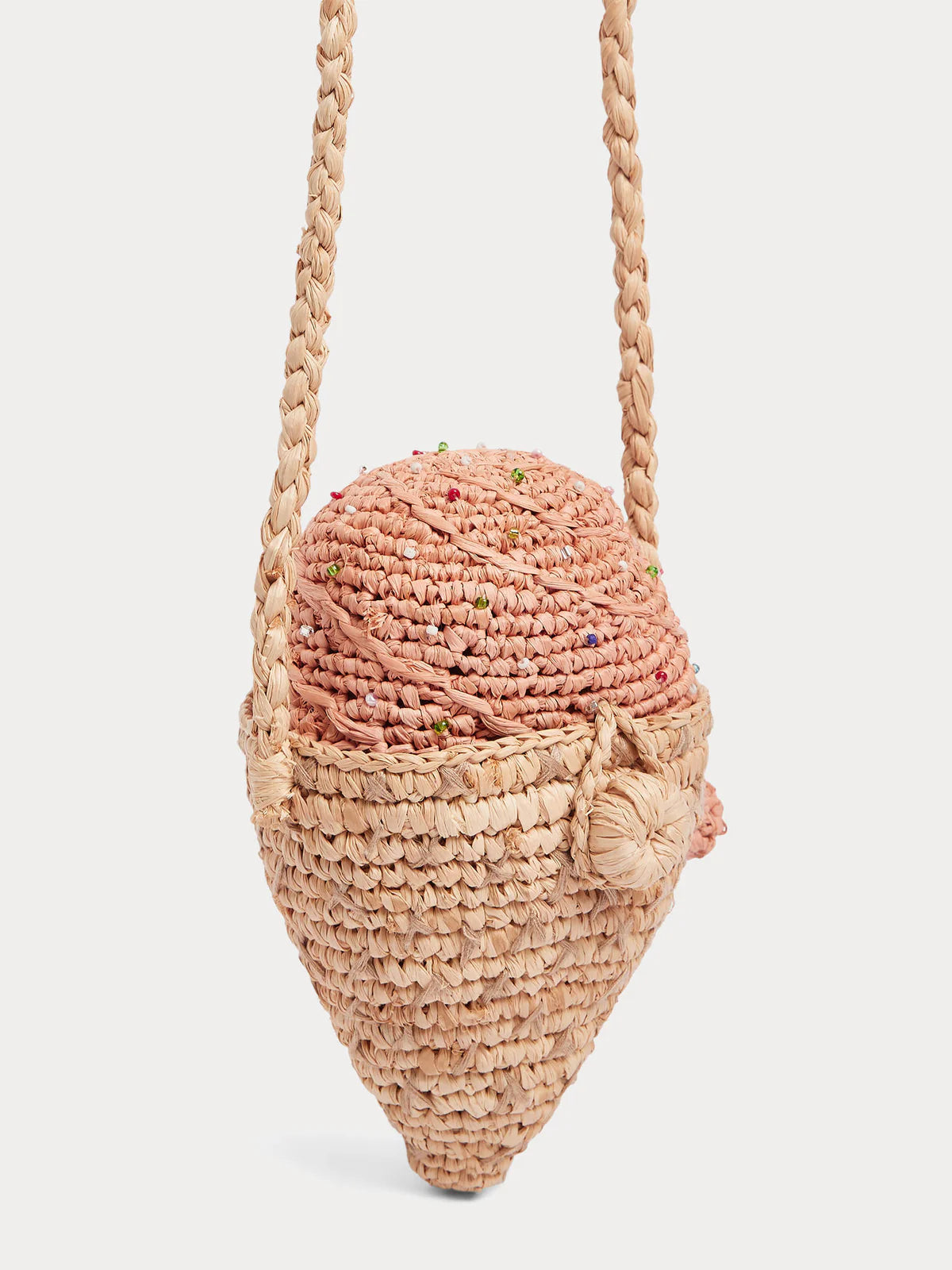 Bonpoint-Elida raffia bag with ice-cream print