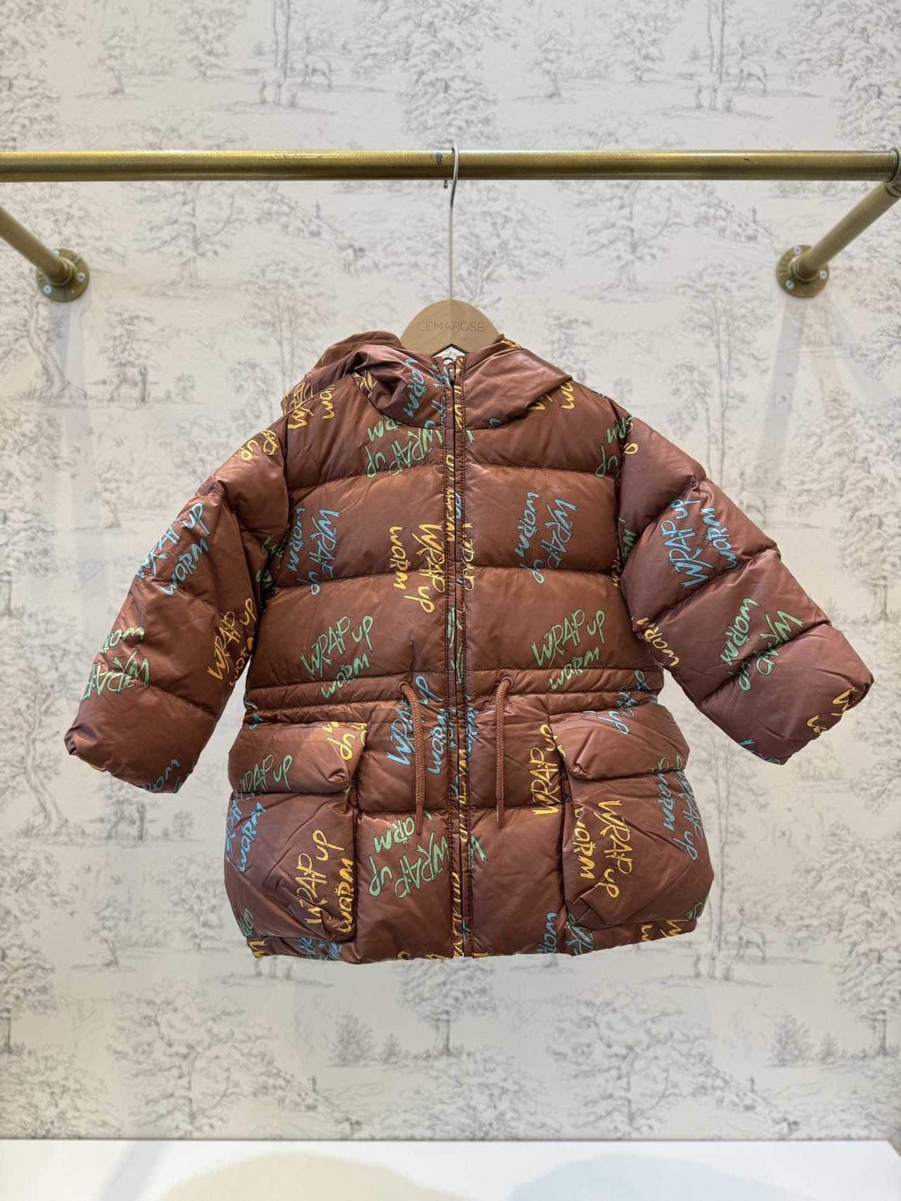 Wrap-up Down Jacket-Brown