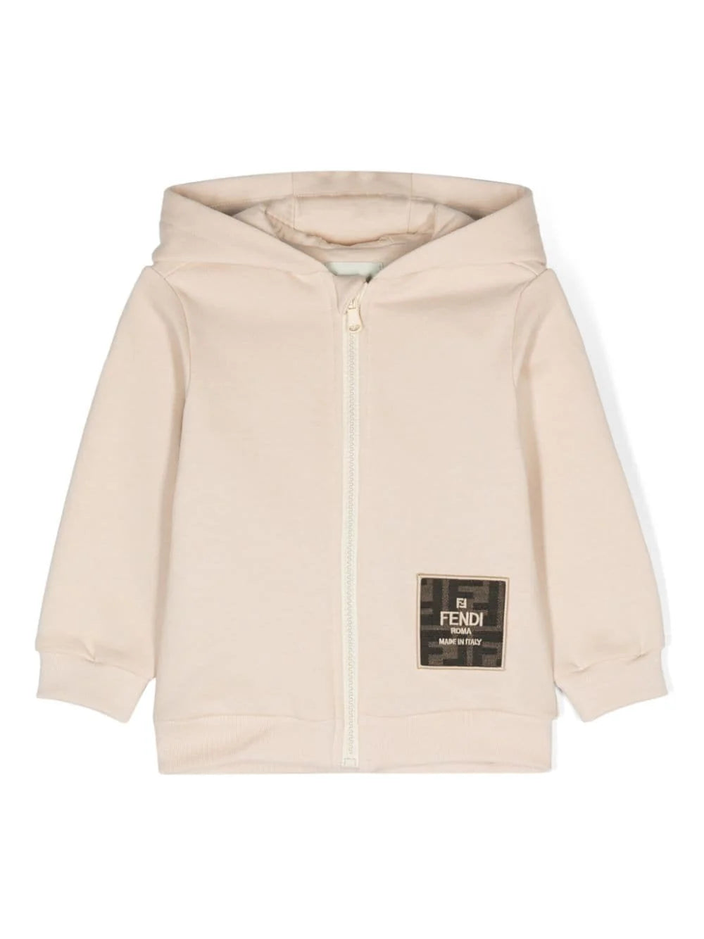 BABY HOODED ZIP UP SWEATSHIRT WITH FF SQUARE DETAIL CASPER