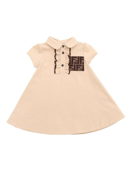 BABY GIRL SS RUFFLED DRESS WITH FF DETAIL