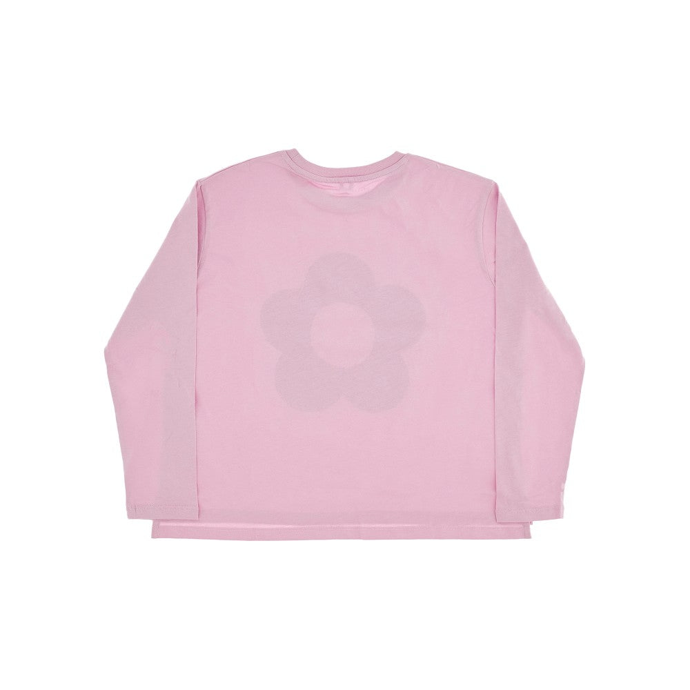 GIRL LS TEE WITH GRAPHIC FLOWER LOGO DISK PRINT