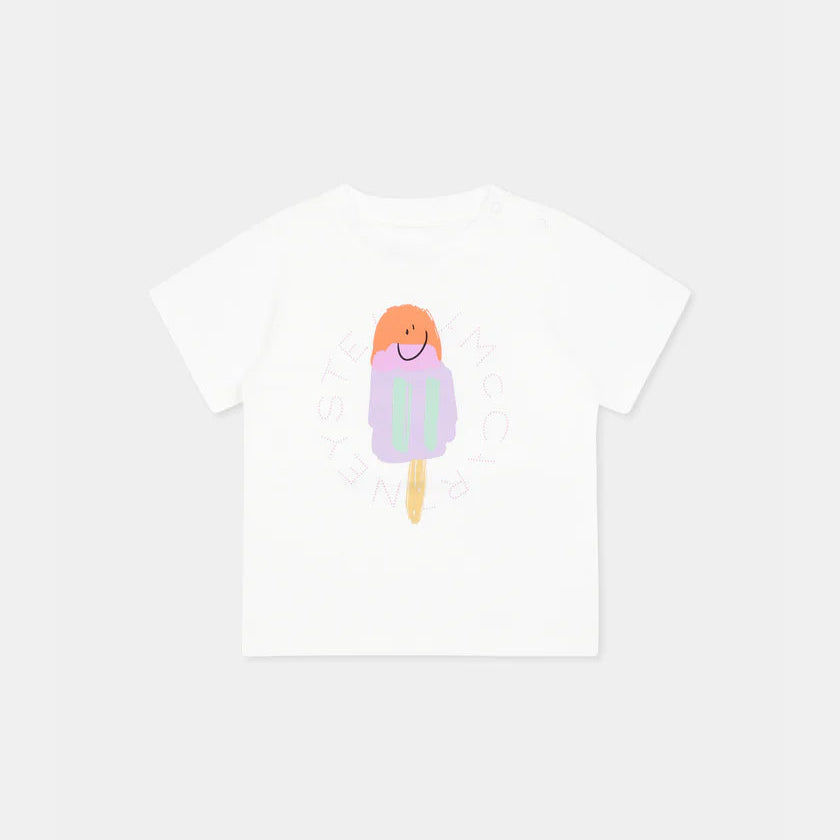 Stella Mccartney Kids-BABY GIRL SS T-SHIRT WITH ICE CREAM LOGODISK PRINT