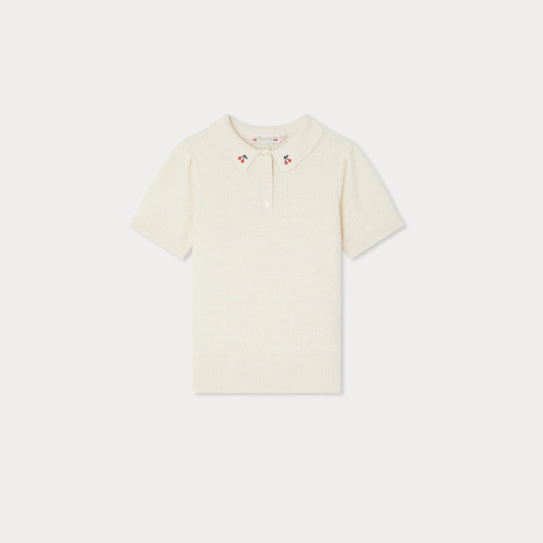 Bonpoint-Evani polo with openwork cherry embroidery