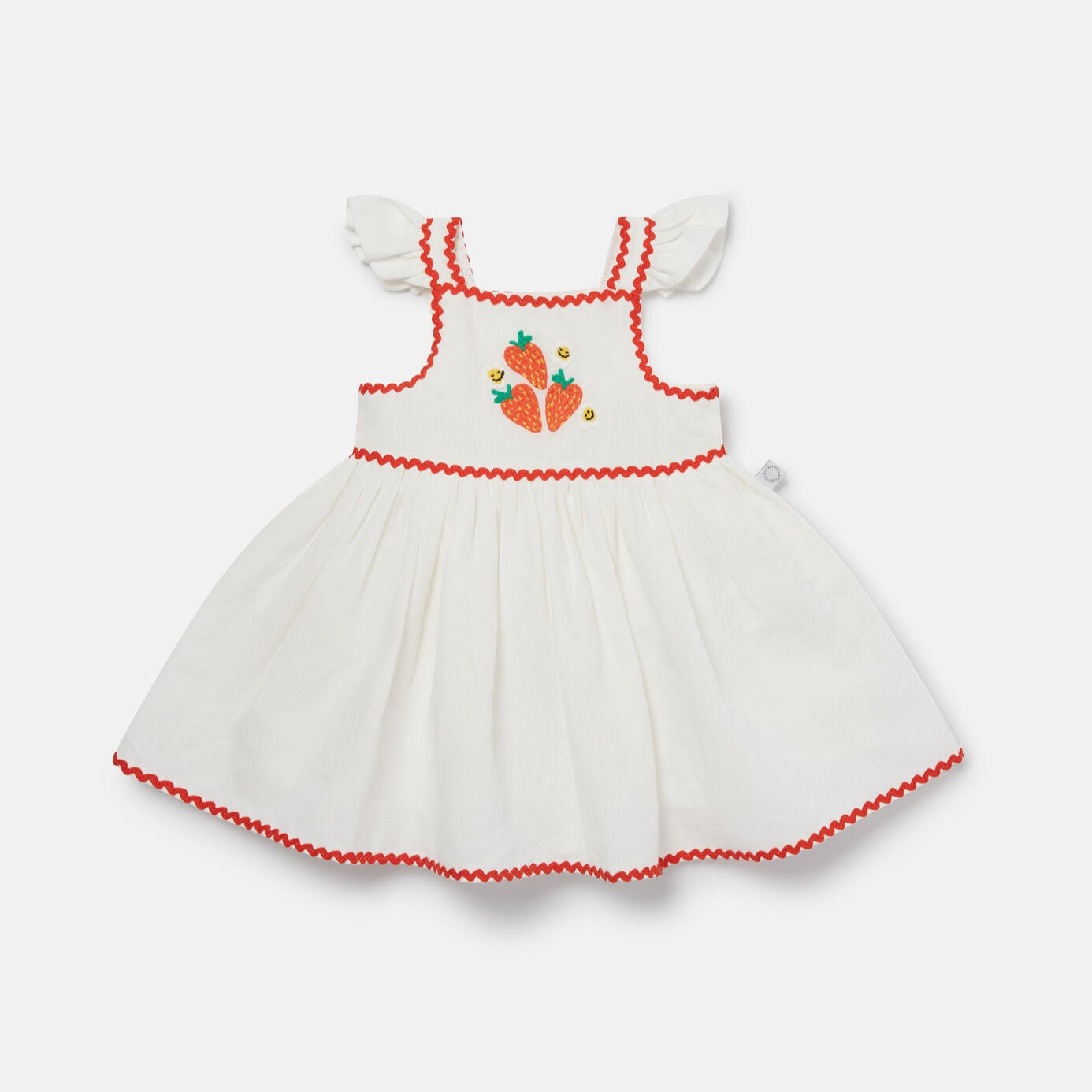 Stella Mccartney Kids-Strawberry Embroidered Cap-Sleeve Dress