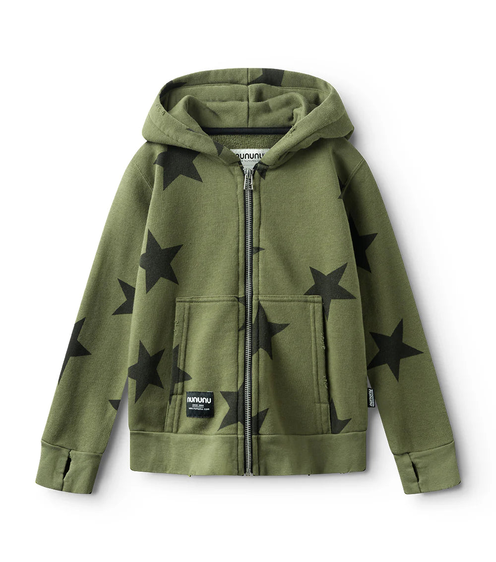 STAR ZIP HOODIE OLIVE