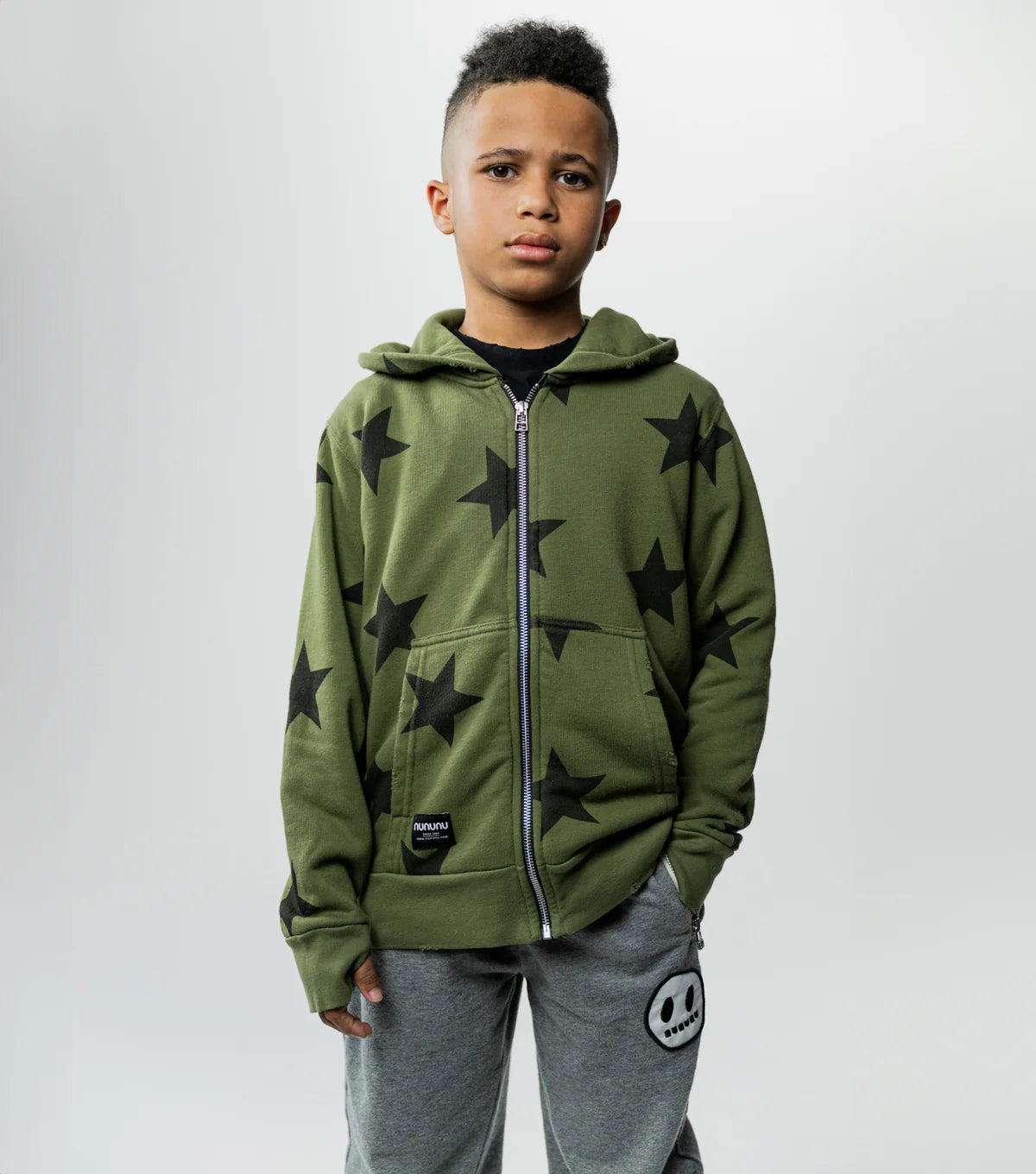 STAR ZIP HOODIE OLIVE