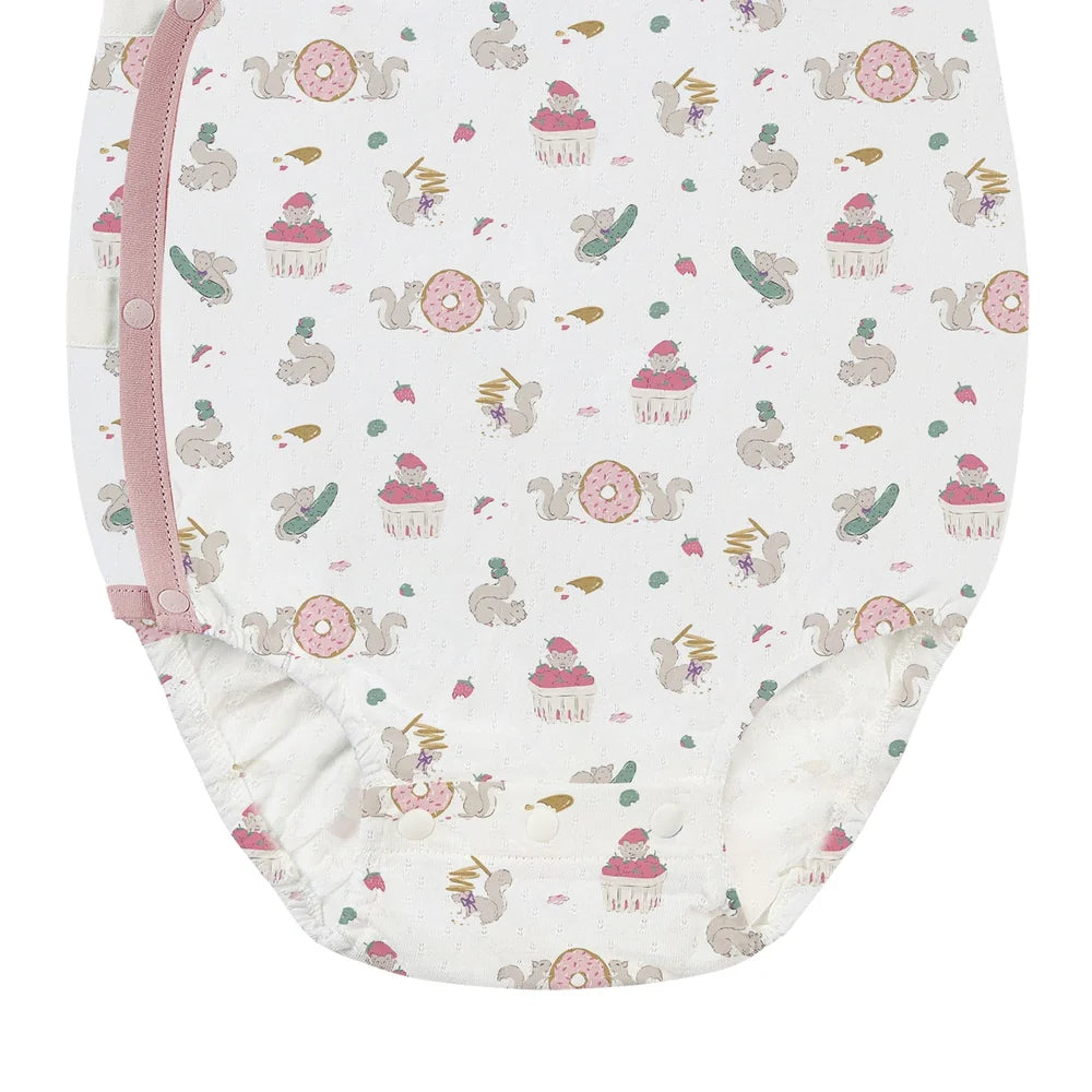 Nest Designs-Baby Short Sleeve Kimono Onesie Very Squirrelly