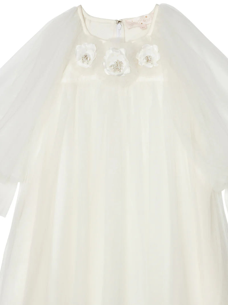 SNOWY PETAL TULLE DRESS - MILK