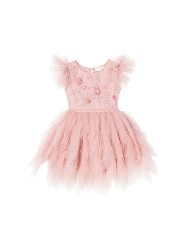 BEBE PEACE BLOSSOM TUTU DRESS-PEACH BLUSH