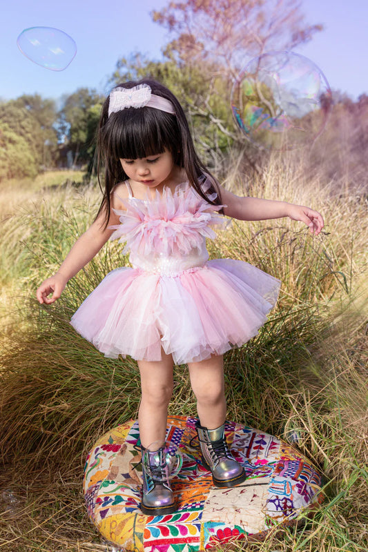 BEBE CRESCENT MOON TUTU DRESS-PEARL MIX