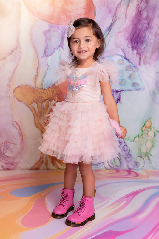 BEBE KALEIDOSCOPE EYES TUTU DRESS-PEARL