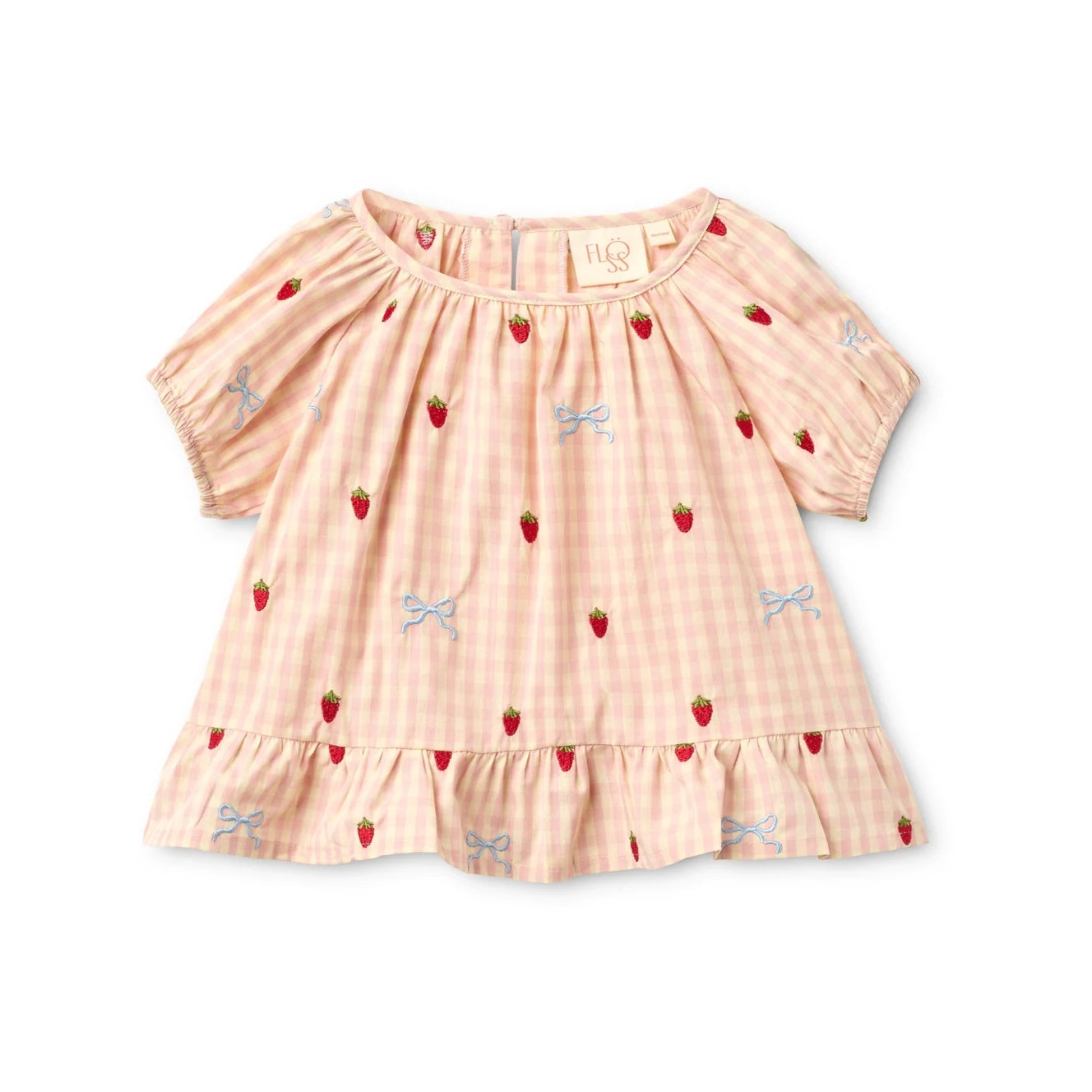 Flöss-Dolly Bow Blouse Berry/bow Gingham