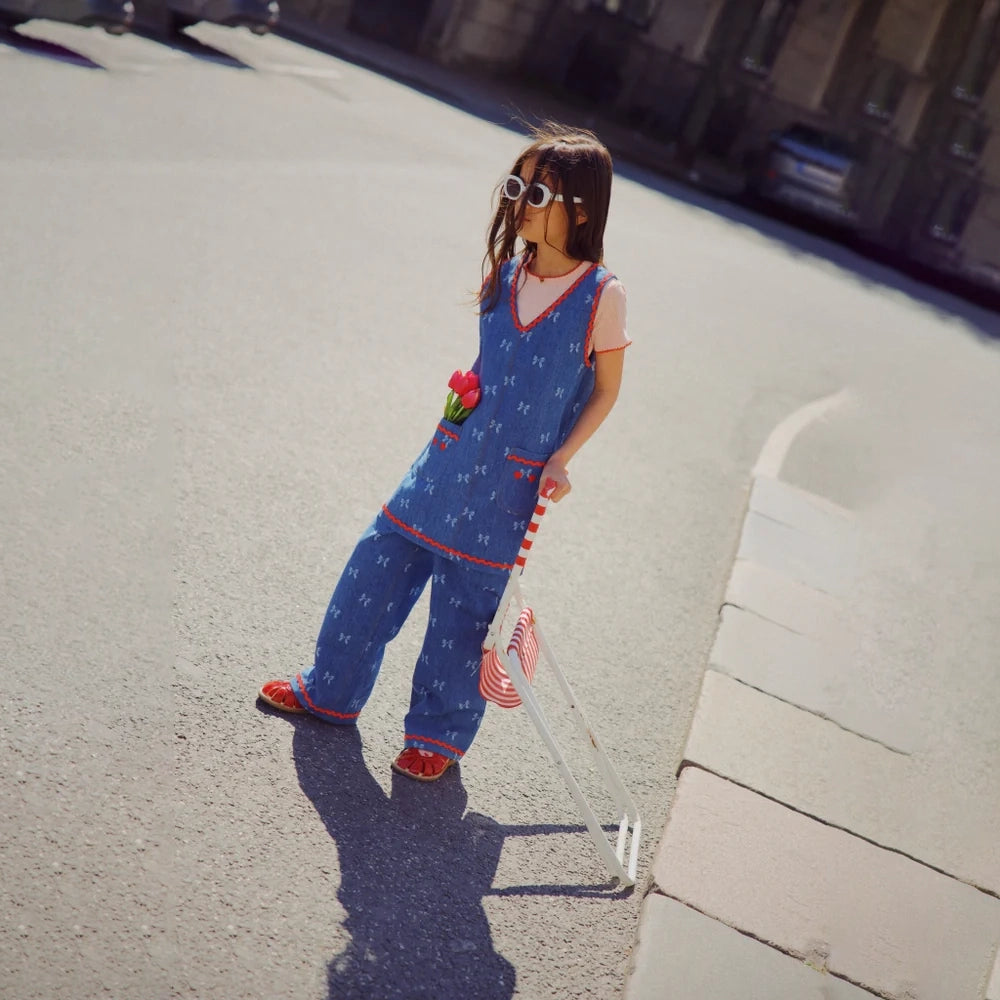 Flöss-Eva Pants Denim Blue Bow