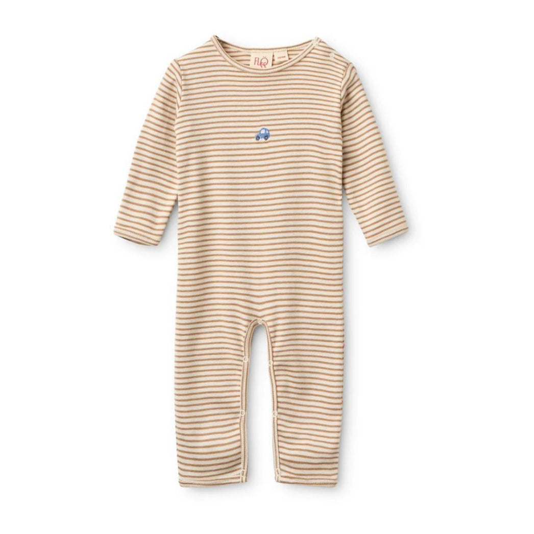 Flöss-Baby Fresa Onesie Stripe Light Brown Stripe