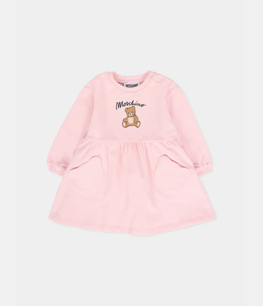 Moschino-Baby Girls Sugar Rose Teddy Bear Logo Dress