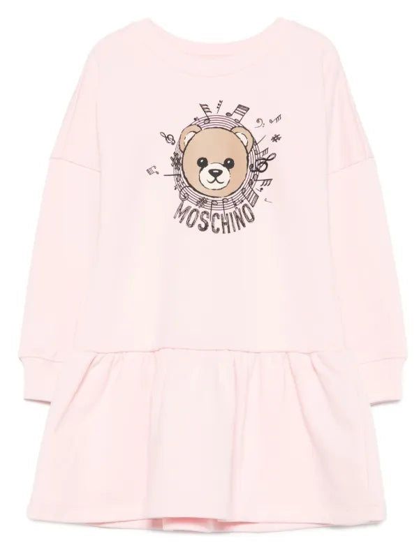 Moschino-Girls Sugar Rose Teddy Bear Logo Dress