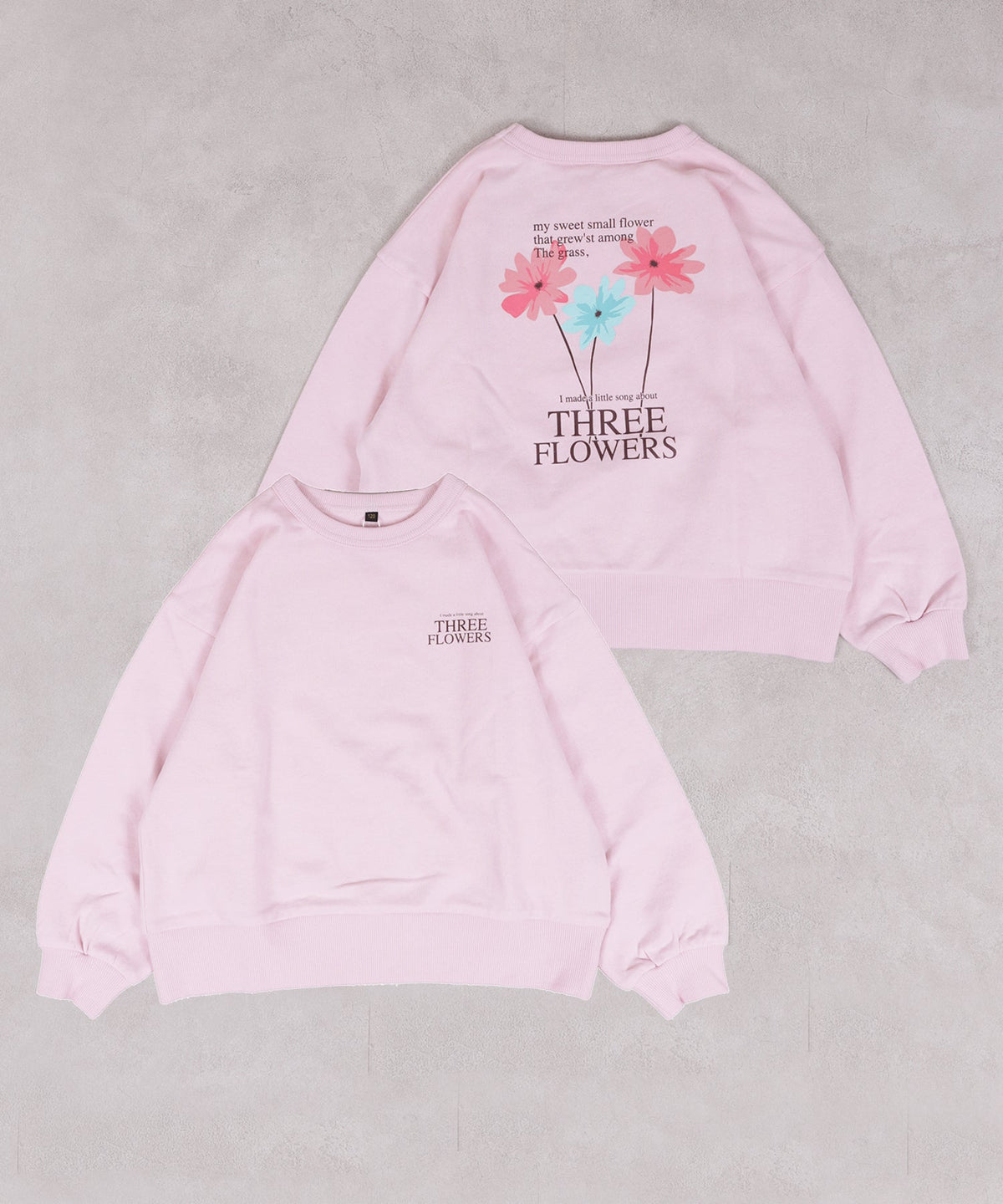 Markey's-Print Crew Neck Sweatshirt Pink