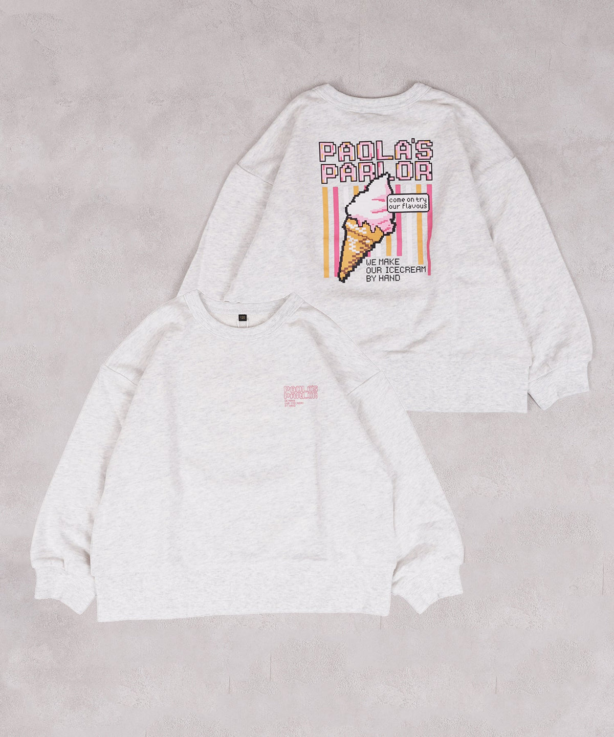 Markey's-Print Crew Neck Sweatshirt Off White Heather