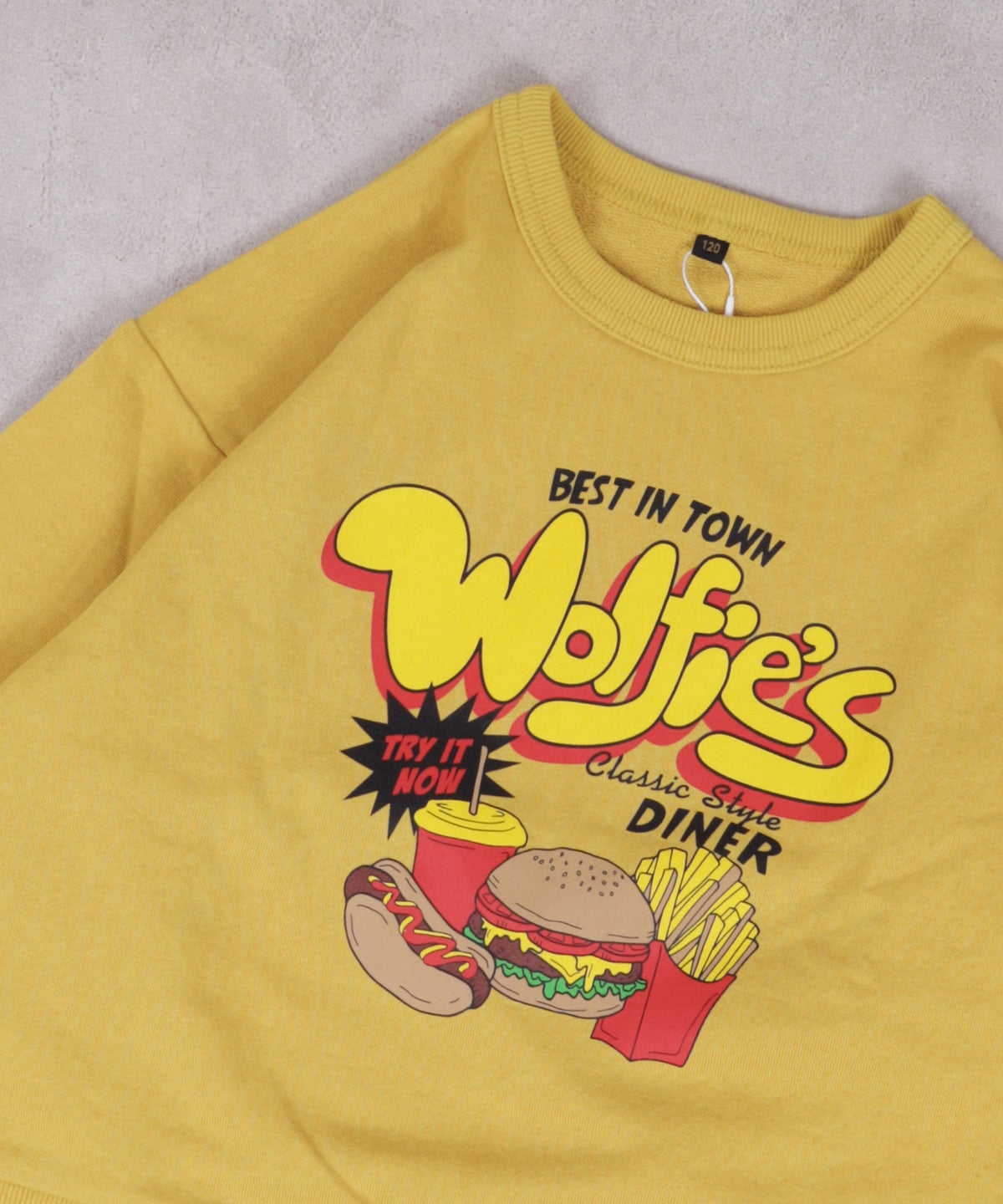 Markey's-Print Crew Neck Sweatshirt Mustard
