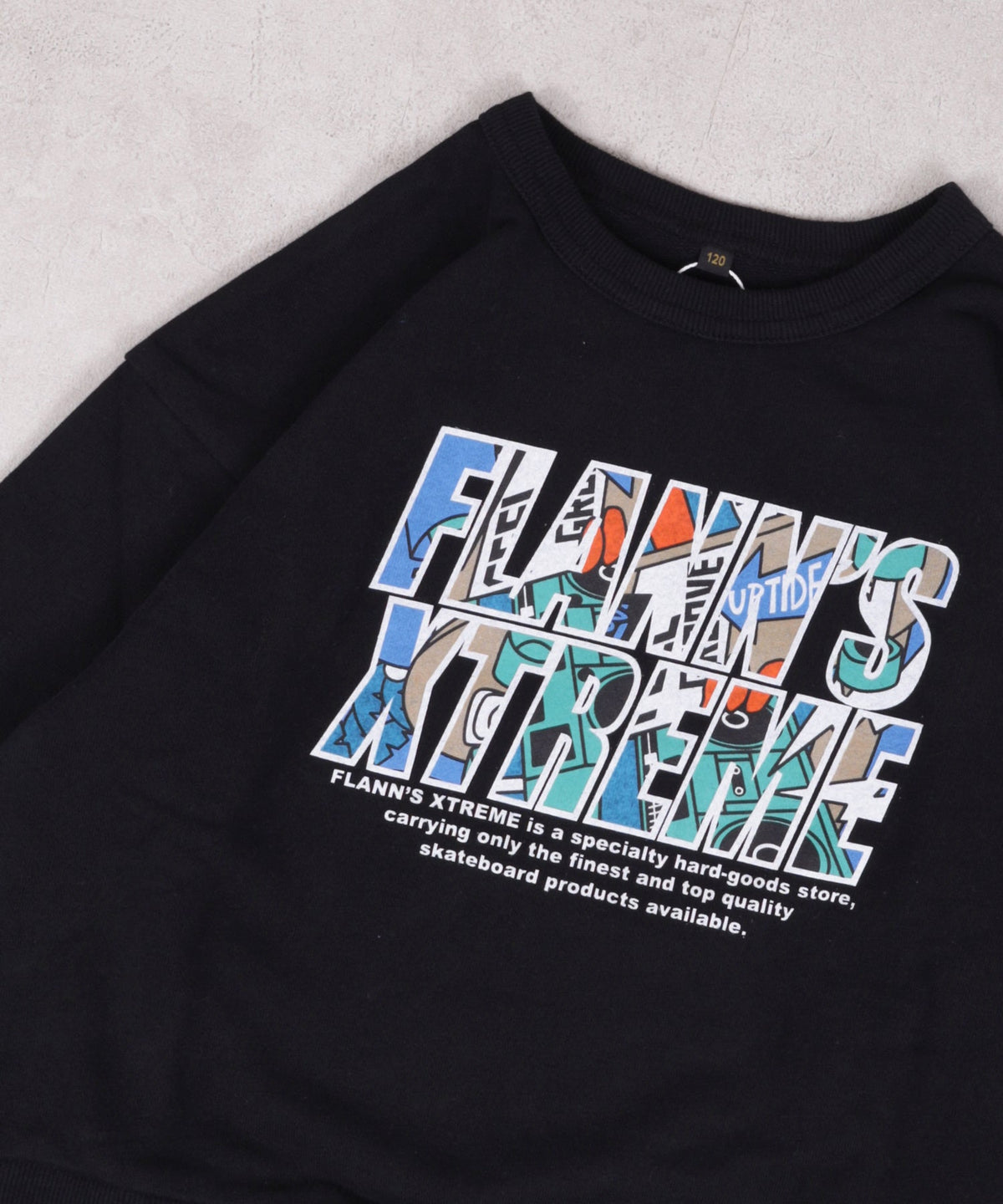Markey's-Print Crew Neck Sweatshirt Black