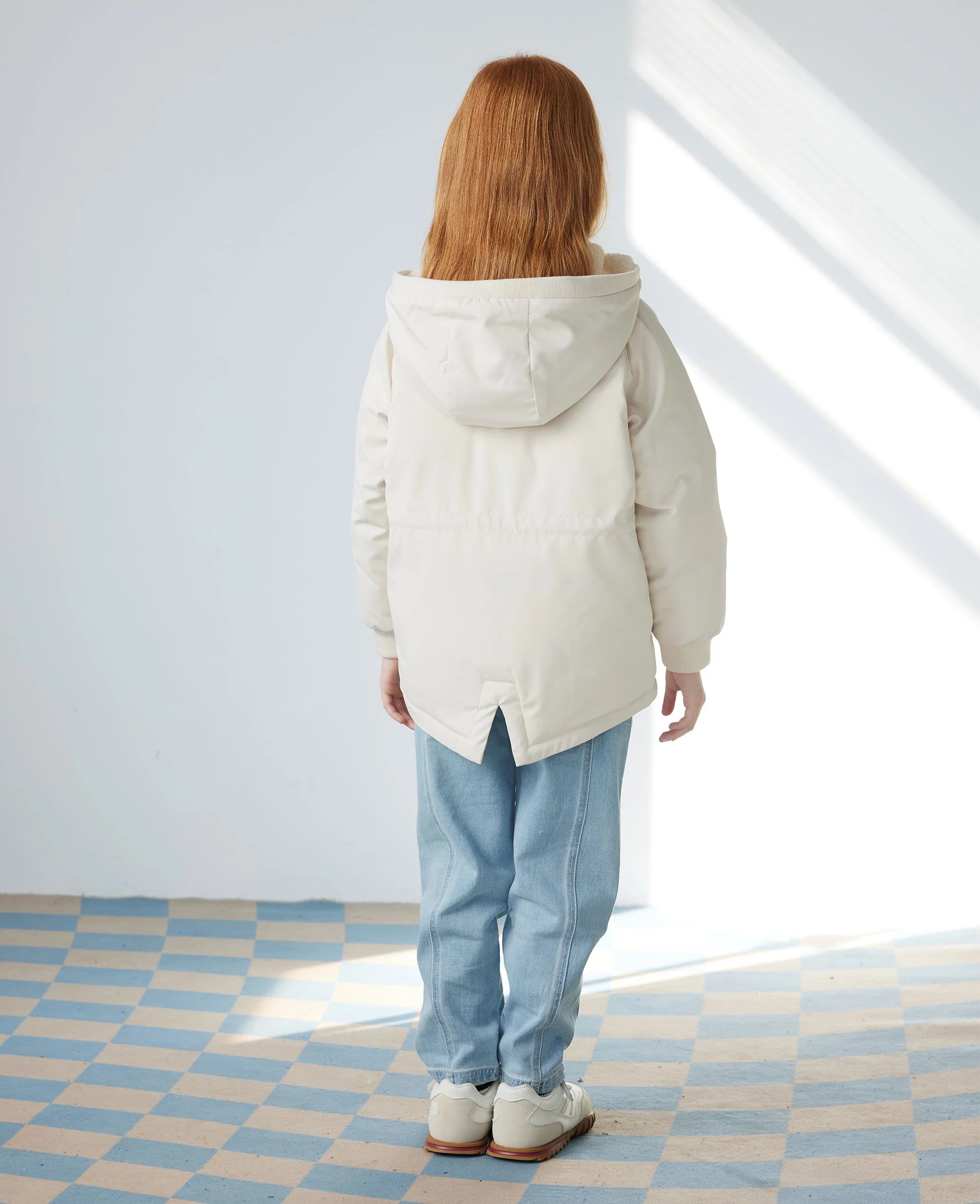 Down Hooded Coat-Cloud