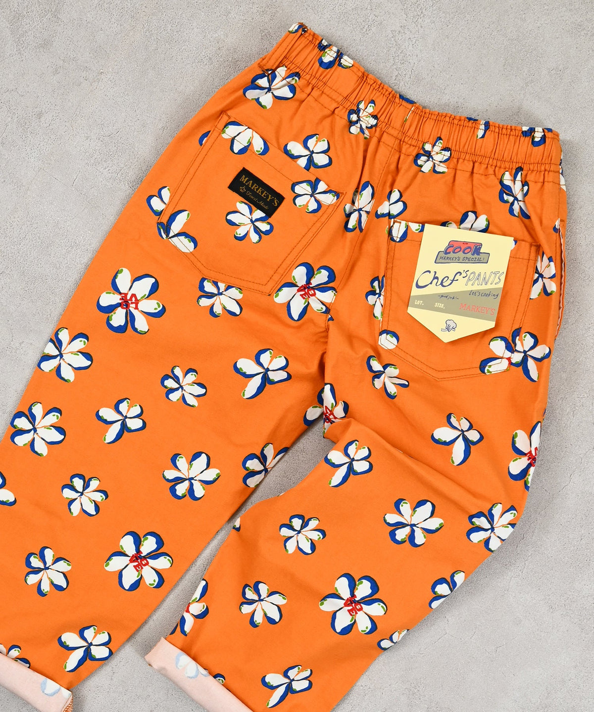 Markey's-Chef Pants Orange Flower