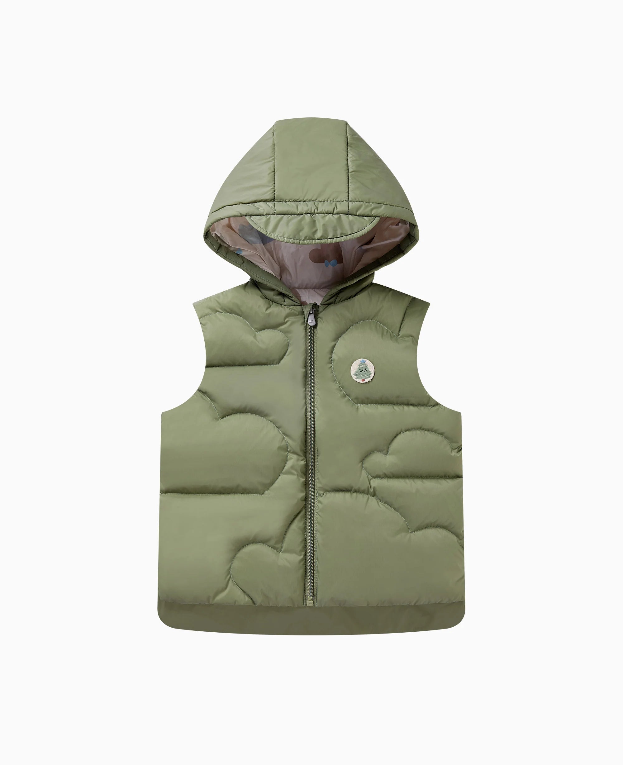 Down Sleeveless Recycled Nylon Coat - Olive