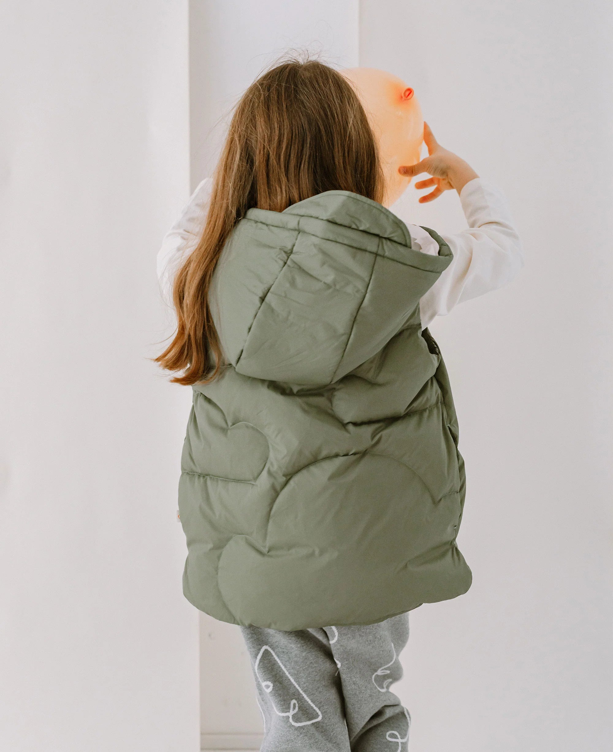 Down Sleeveless Recycled Nylon Coat - Olive