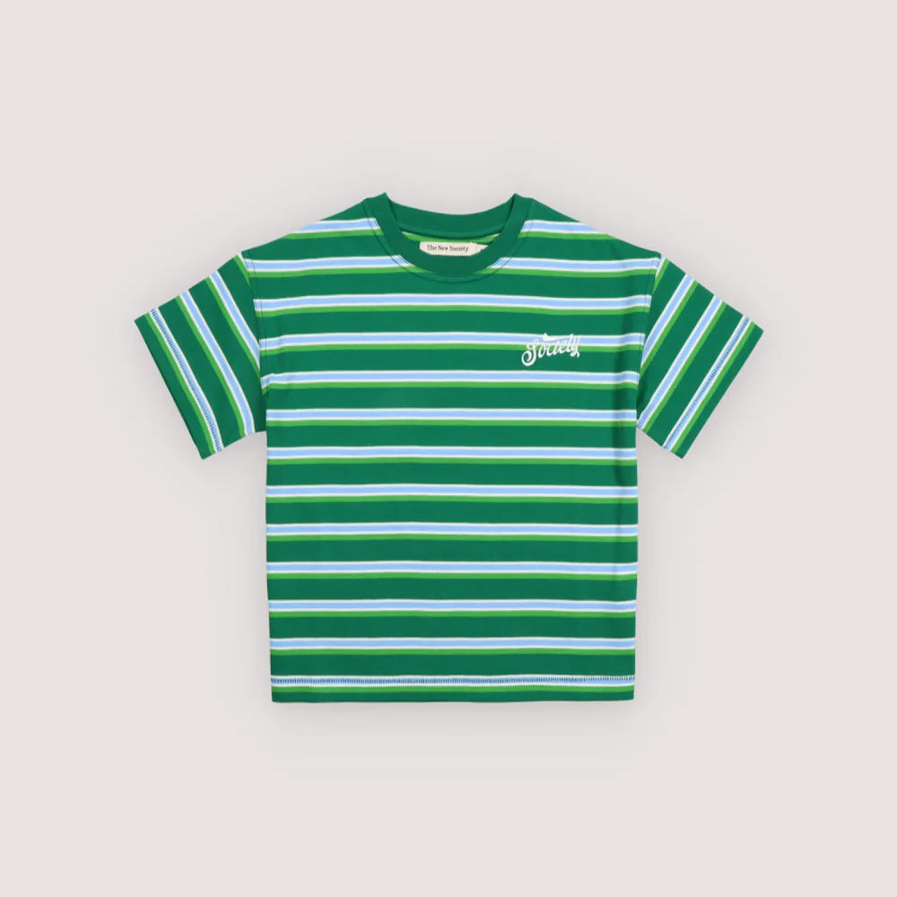 The New Society-Kids Ciclan T-Shirt Verdant Green Mini Stripes