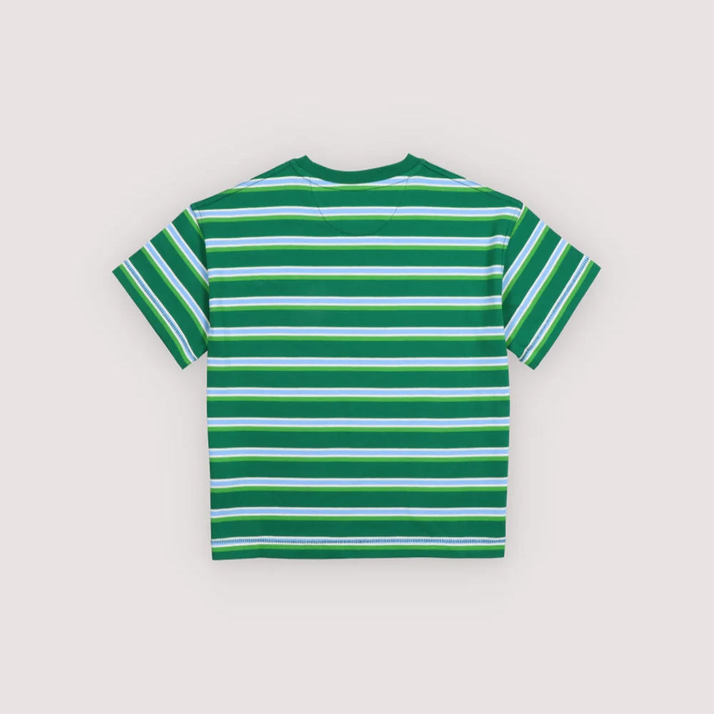 The New Society-Kids Ciclan T-Shirt Verdant Green Mini Stripes