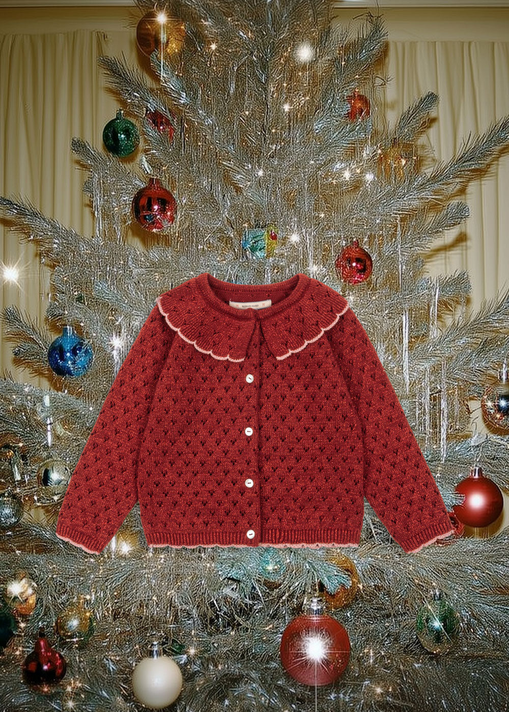 HOLIDAY KNIT CARDIGAN - RED DAHLIA