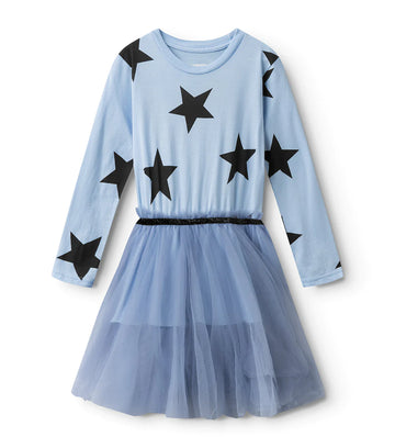 STAR TULLE DRESS FOGGY BLUE