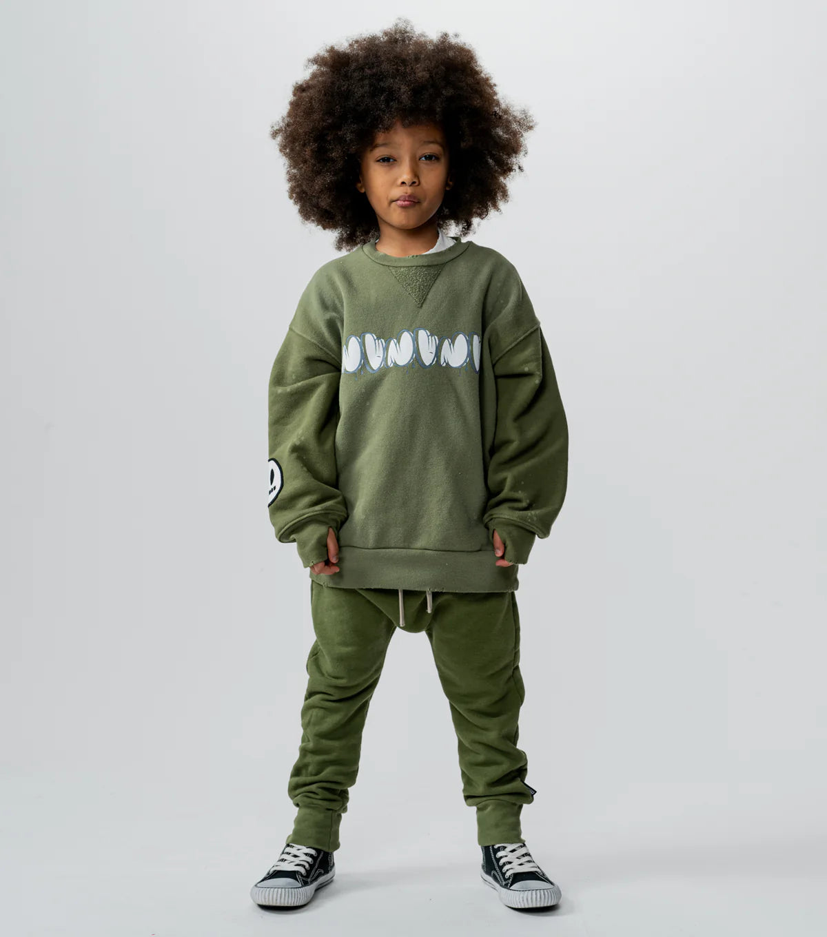 Olive Vintage Smile Sweatshirt