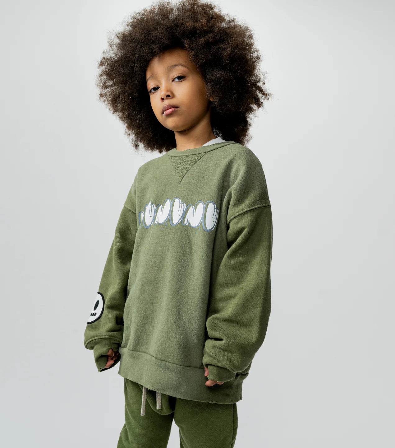 Olive Vintage Smile Sweatshirt