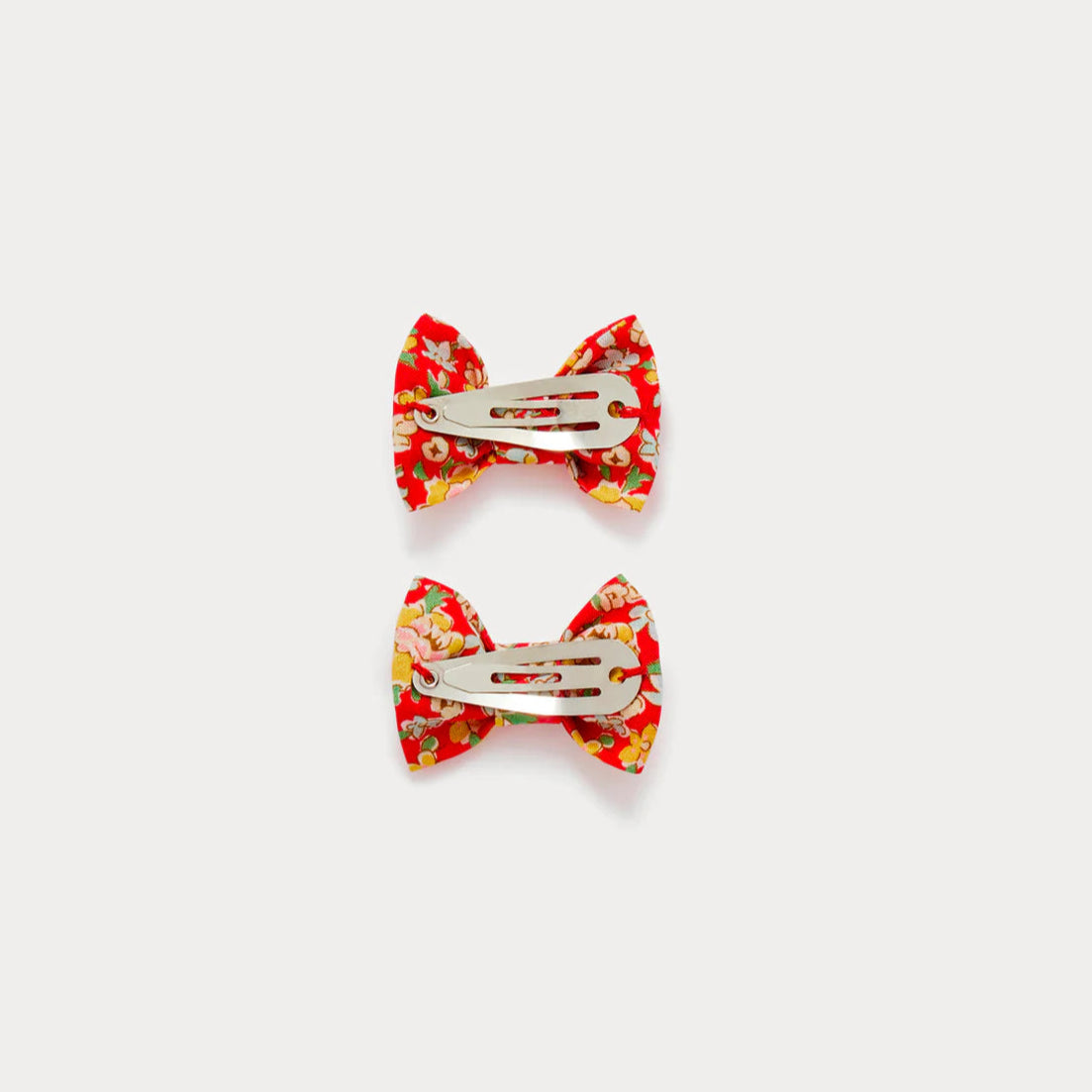 Bonpoint-Miniclic barrettes in red Liberty fabric