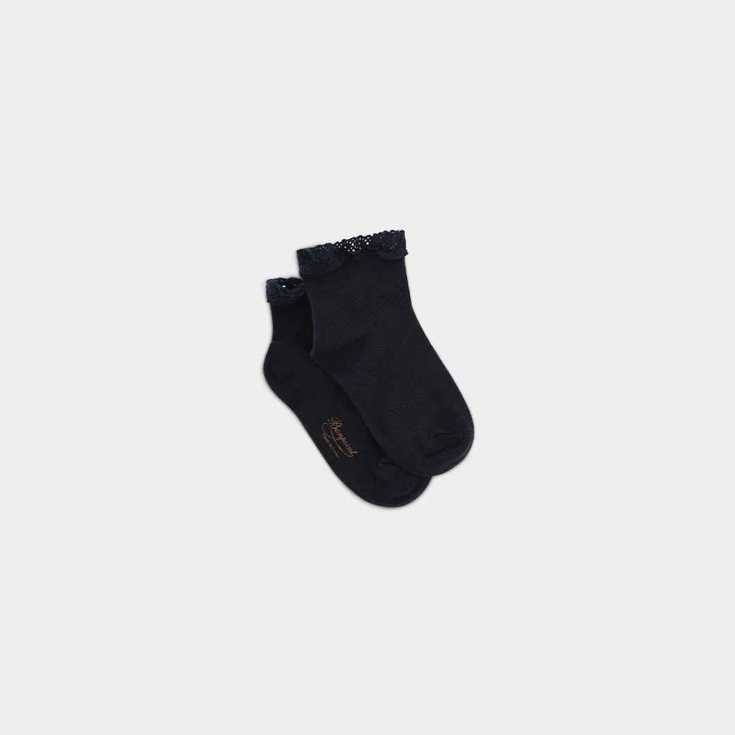 Bonpoint-Girls Lace Socks navy