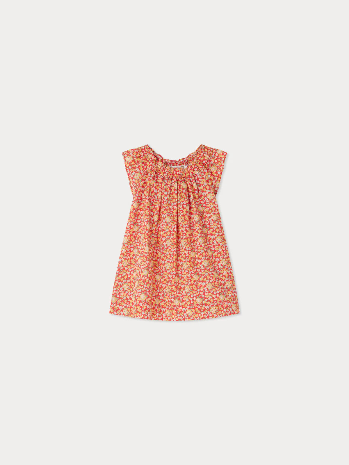 Goldina fuffled neck cotton dress in Liberty fabric