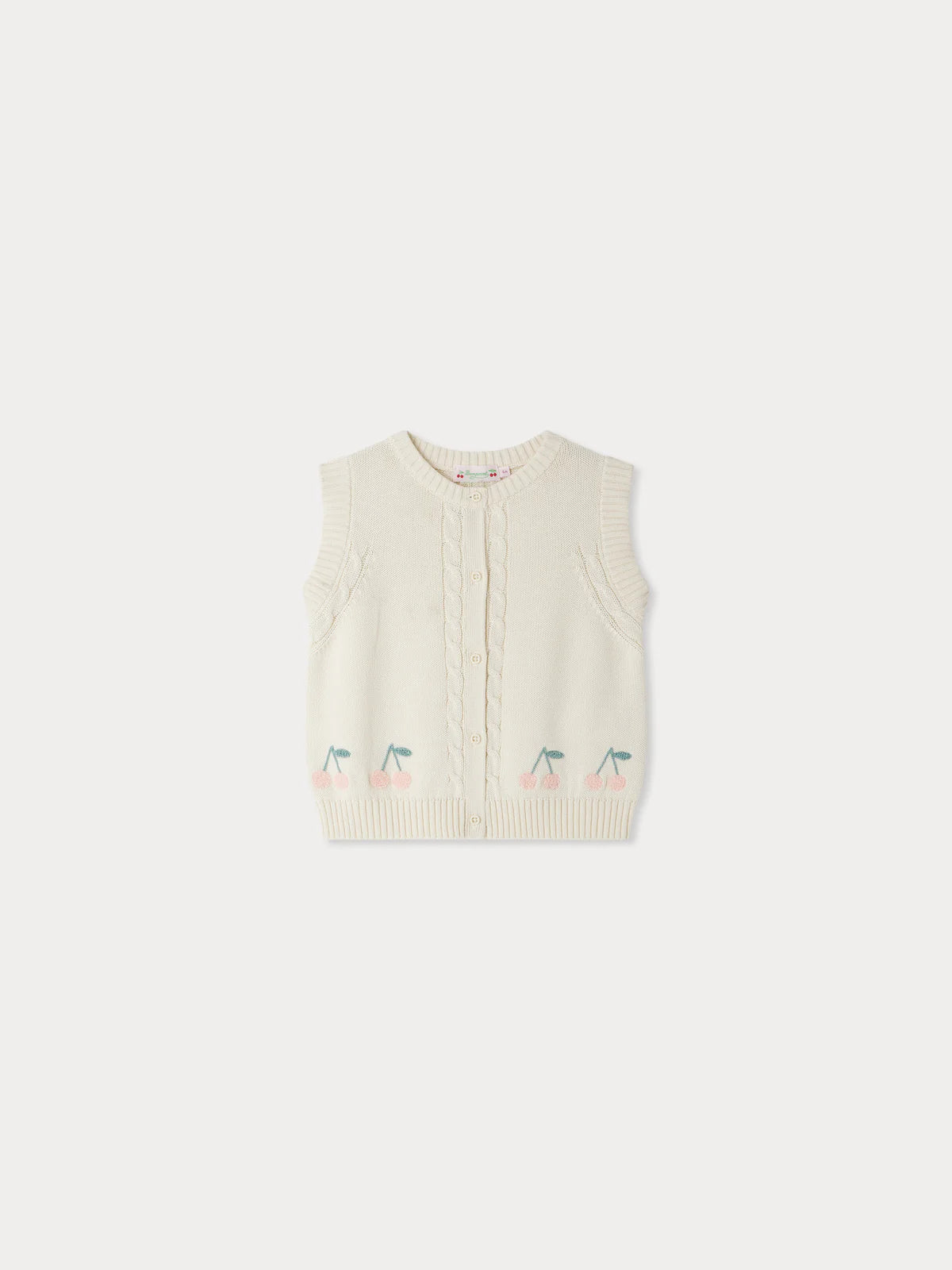 Erini cherry embroidery cable-knit cotton cardigan