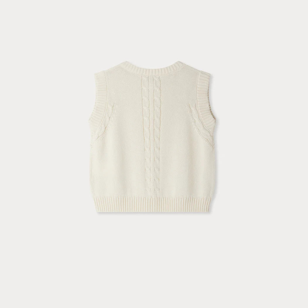 Bonpoint-Erini cherry embroidery cable-knit cotton cardigan