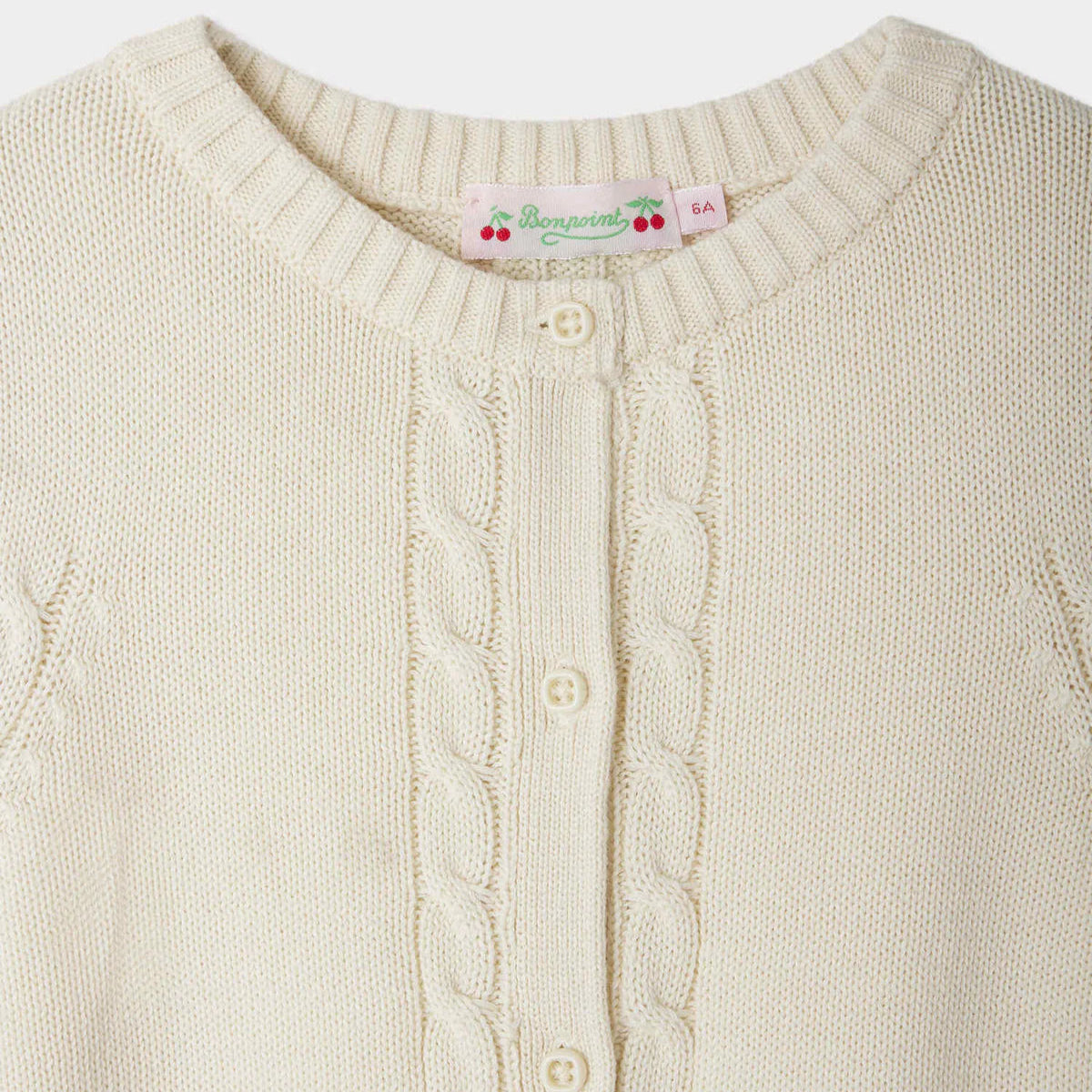 Bonpoint-Erini cherry embroidery cable-knit cotton cardigan