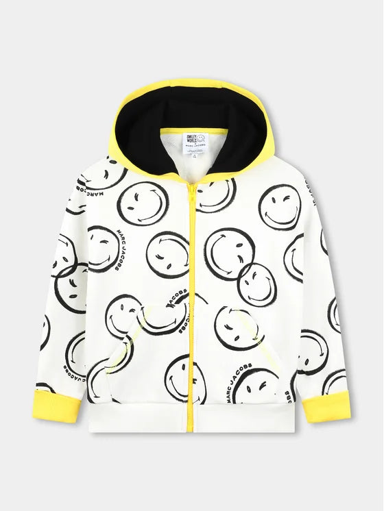 SMILEY ZIP UP HOODIE-126 IVORY