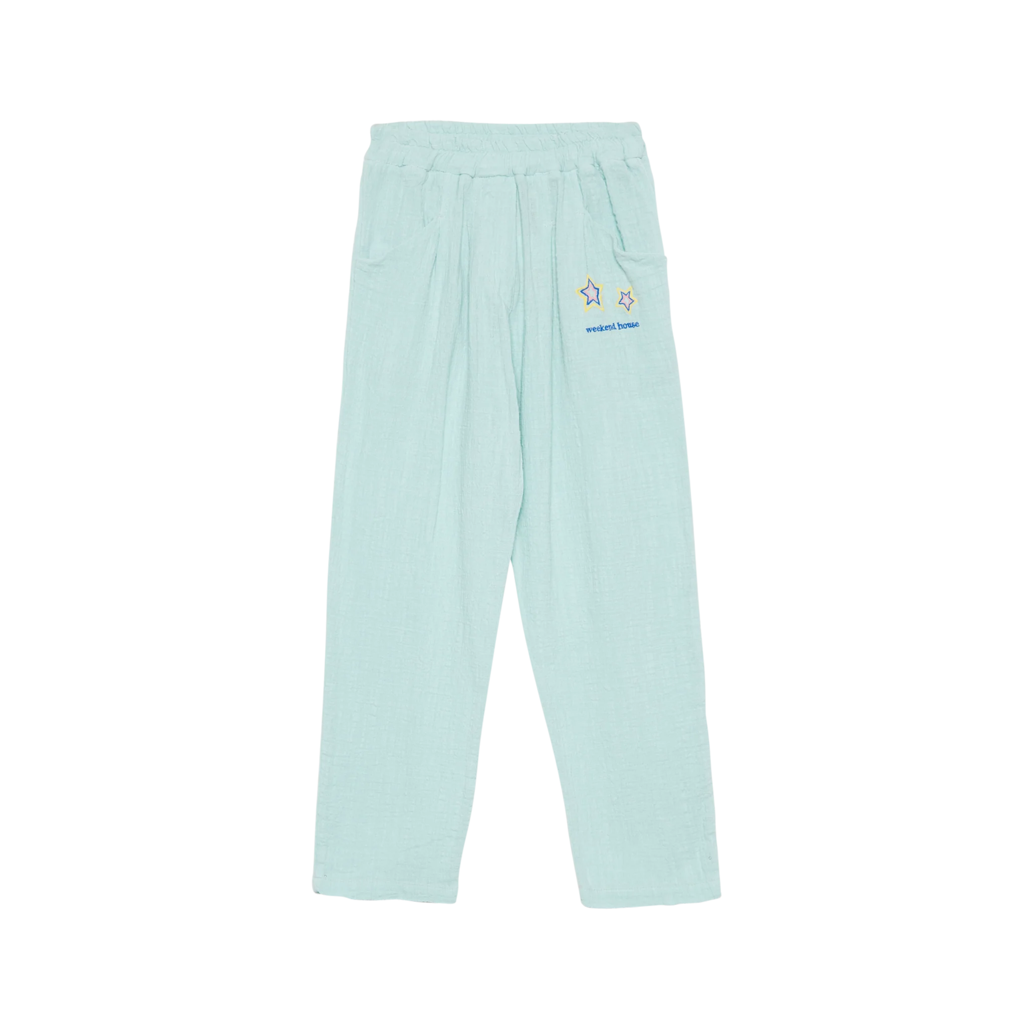 EMBROIDERED STARS CARROT PANTS-MINT
