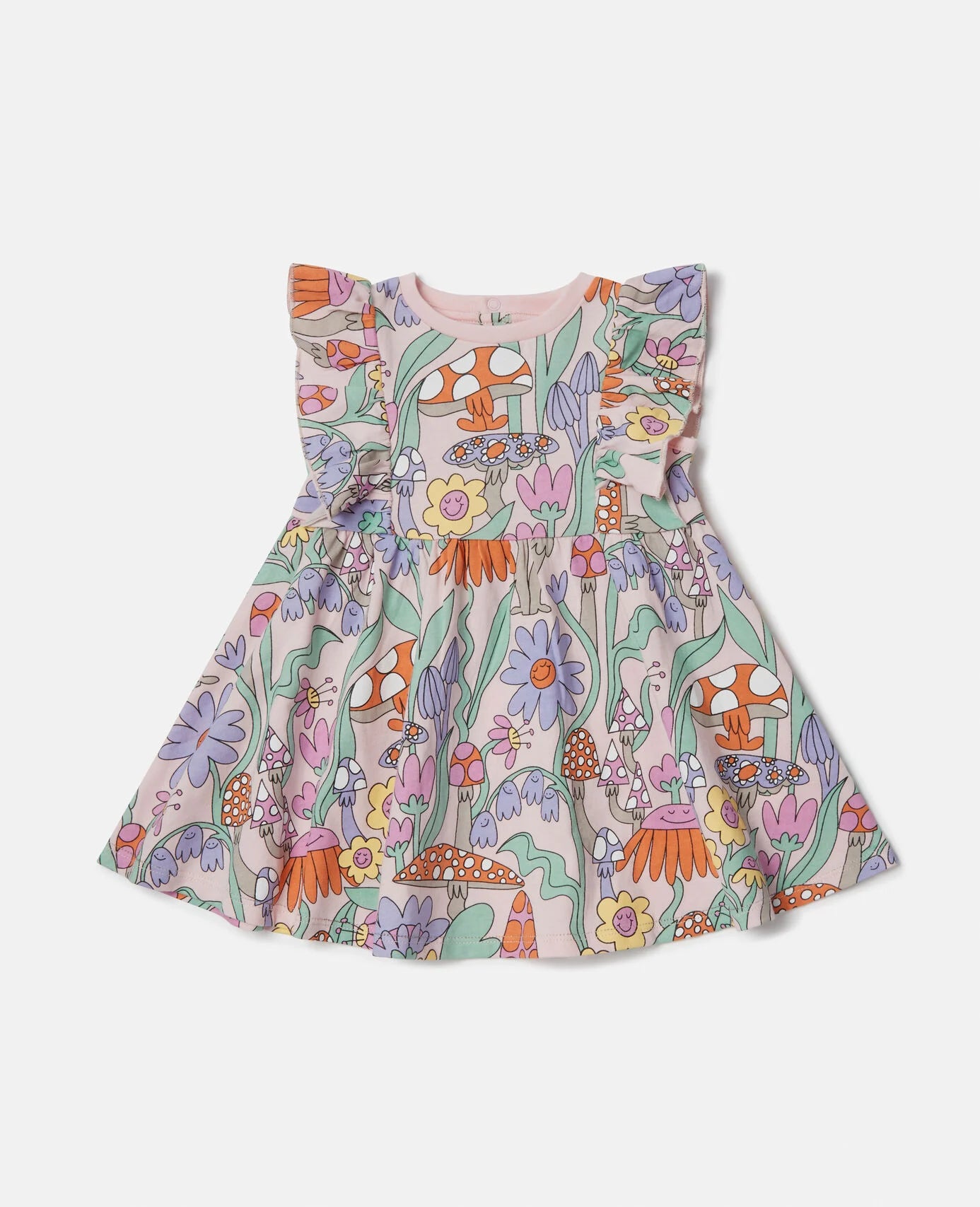 Stella Mccartney Kids-Woodland Print Pleated Cap-Sleeve Dress