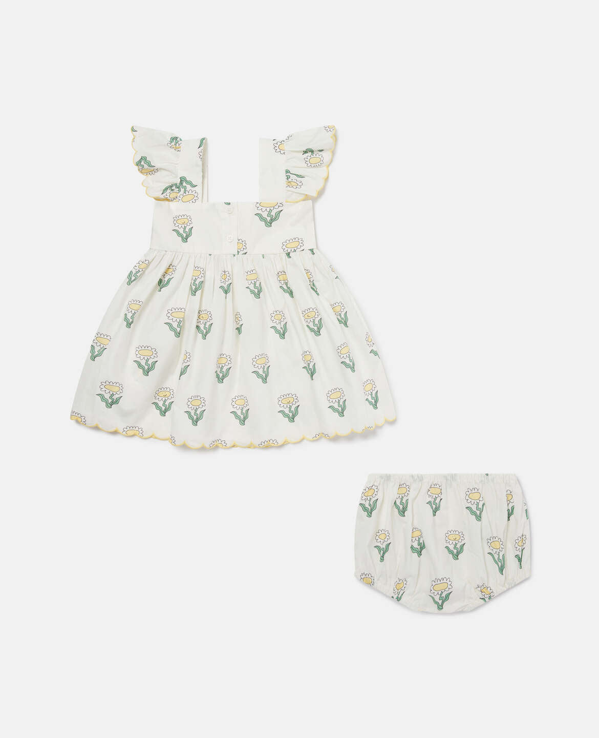 BABY GIRL DAISIES DRESS WITH SHOULDER FRILLS