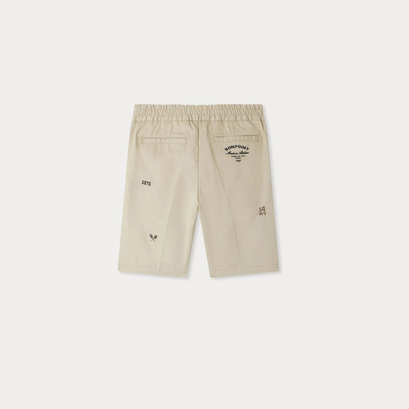 Bonpoint-Kids Beige Embroidery Cotton Shorts