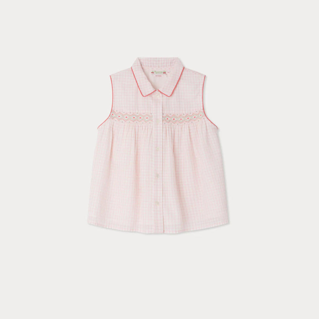 Bonpoint-Fedra blouse smocked and embroidered checks