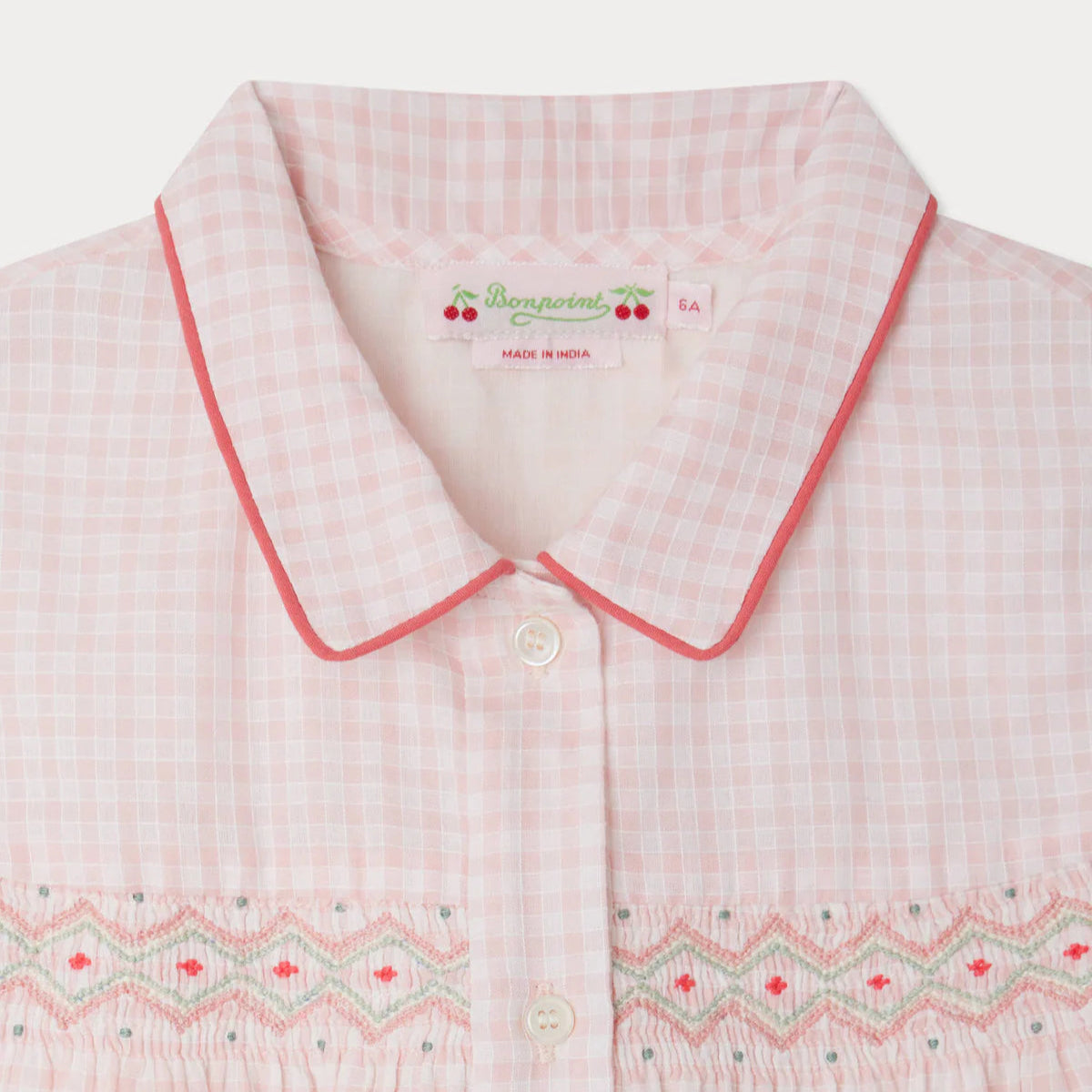 Bonpoint-Fedra blouse smocked and embroidered checks